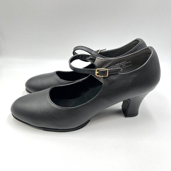 Capezio Women's # 657 Manhattan Xtreme Black Leather Tap Dance Shoes Heels 11 - Picture 5 of 14